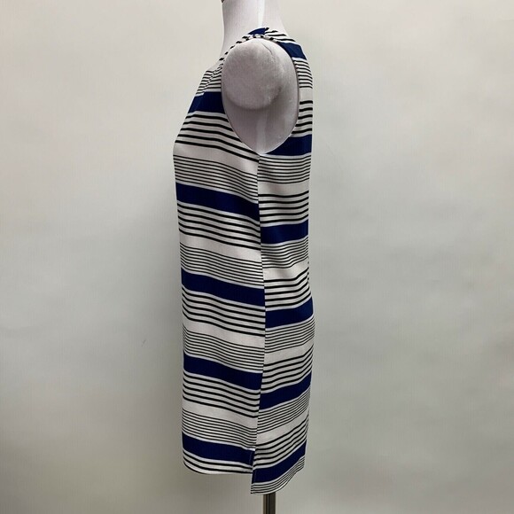 Sans Souci Women's Top Small Striped Multicolor Blue White Black Sleeveless - Picture 3 of 7
